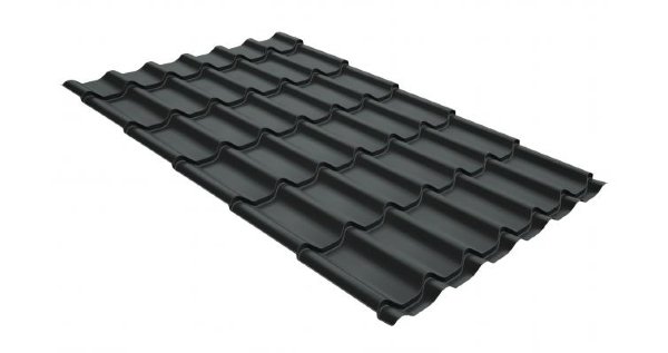 Металлочерепица классик GL 0,5 GreenCoat Pural Matt RR 23 темно-серый (RAL 7024 мокрый асфальт) купить в Новом Осколе