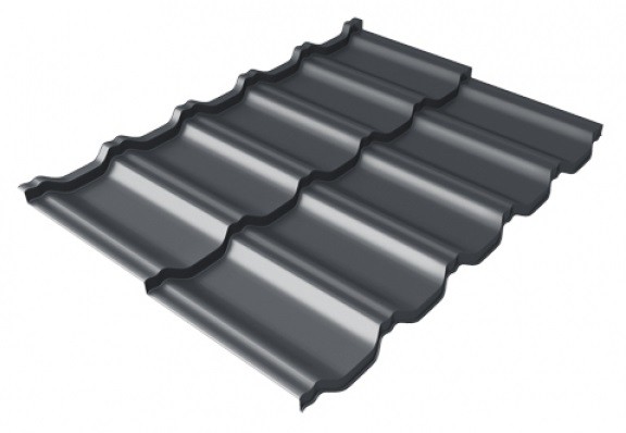 Металлочерепица модульная Квинта Uno Grand Line c 3D резом 0,5 Satin Мatt RAL 7024 мокрый асфальт купить в Новом Осколе