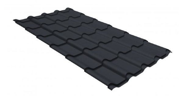Металлочерепица камея GL 0,5 GreenCoat Pural RR 23 темно-серый (RAL 7024 мокрый асфальт) купить в Новом Осколе