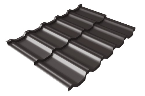 Металлочерепица модульная Квинта Uno Grand Line c 3D резом 0,5 GreenСoat Pural RR 32 темно-коричневый (RAL 8019 серо-коричневый) купить в Новом Осколе