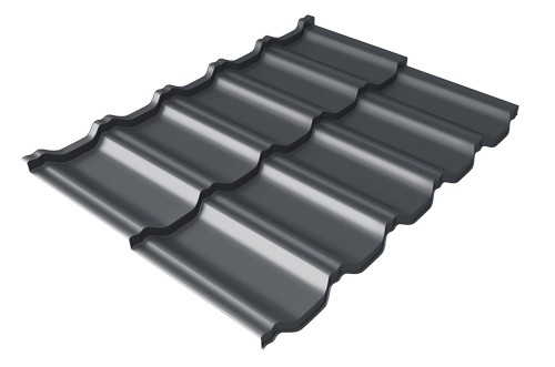 Металлочерепица модульная Квинта Uno Grand Line c 3D резом 0,45 PE RAL 7024 мокрый асфальт купить в Новом Осколе
