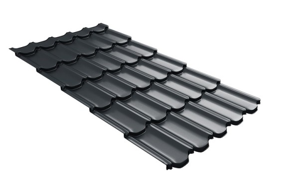 Металлочерепица квинта плюс с 3D резом 0,5 Satin RAL 7016 антрацитово-серый купить в Новом Осколе