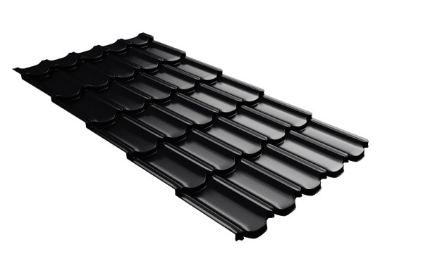 Металлочерепица квинта плюс с 3D резом 0,5 Satin RAL 9005 черный купить в Новом Осколе